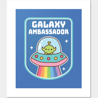 Funny Alien Galaxy Ambassador Badge Posters and Art